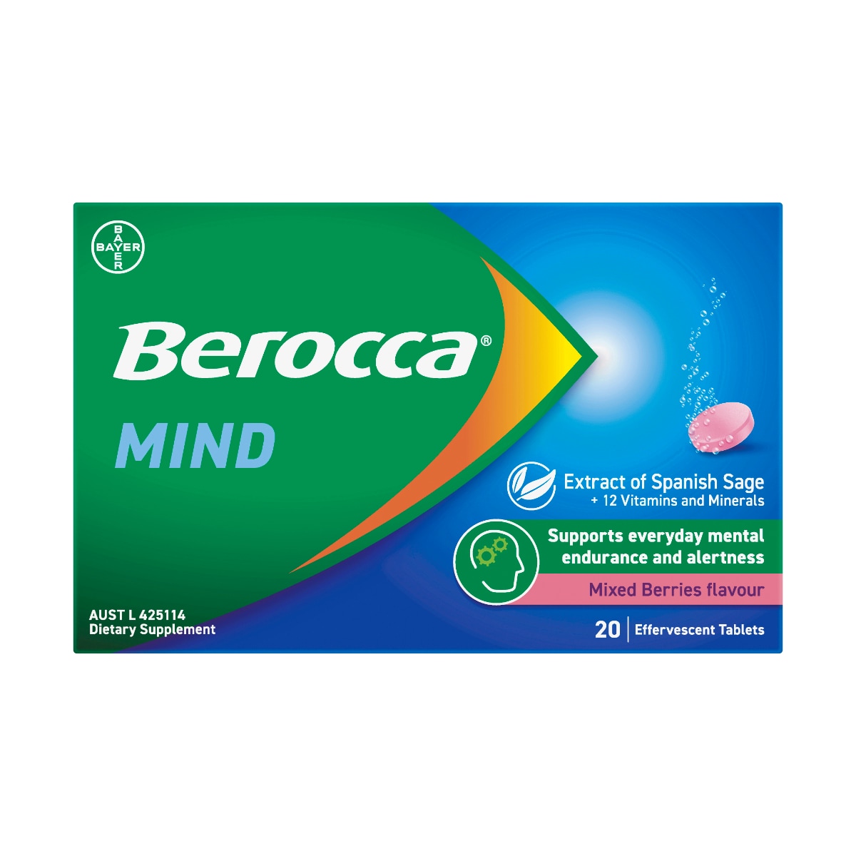 Berocca Mind Mixed Berries Effervescent Tablets